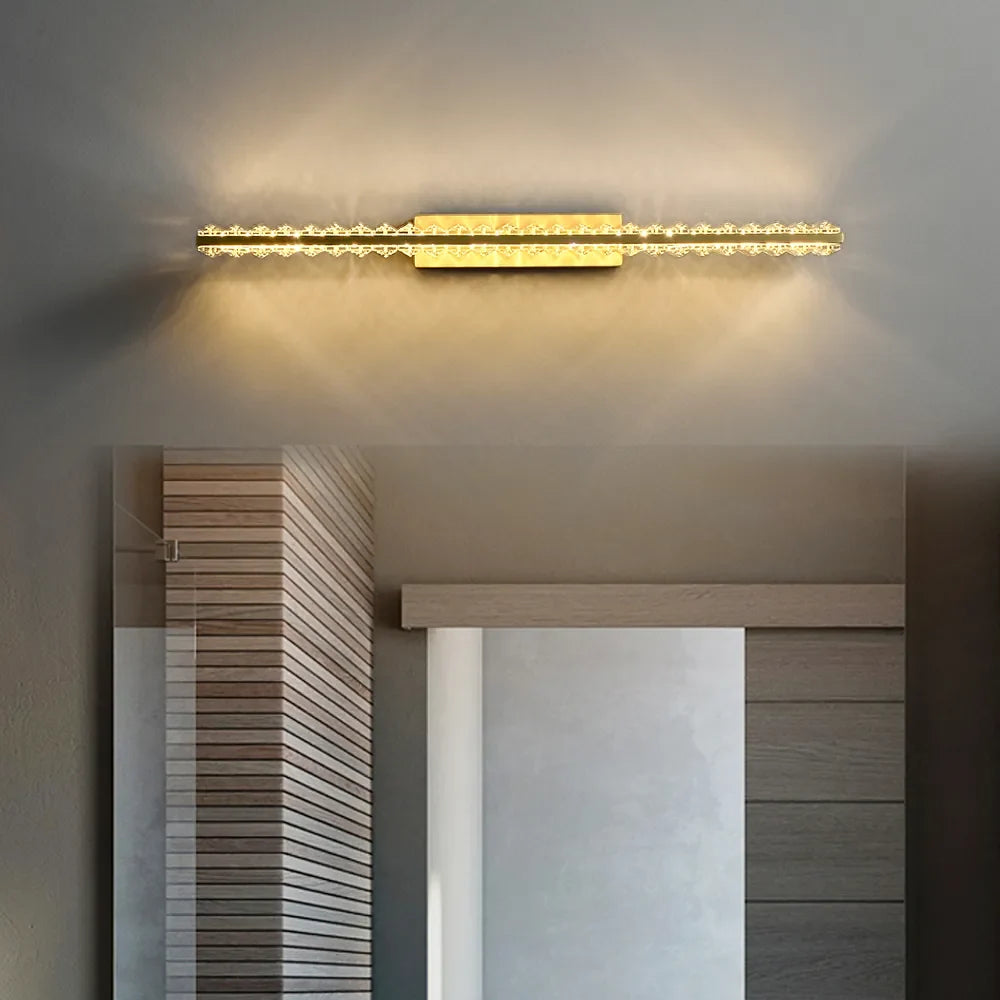 Glam Gold Metal & Crystal LED Bathroom Wall Sconces - view 3