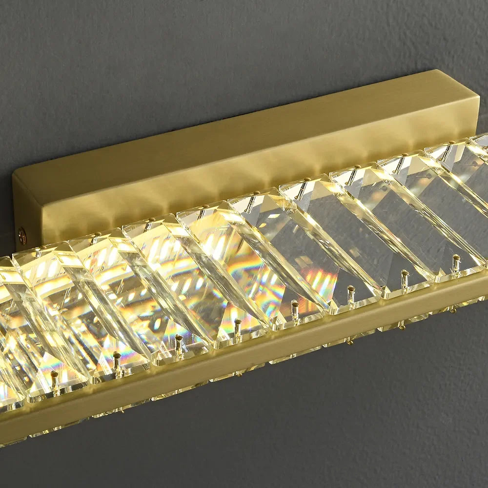 Glam Gold Metal & Crystal LED Bathroom Wall Sconces - view 4