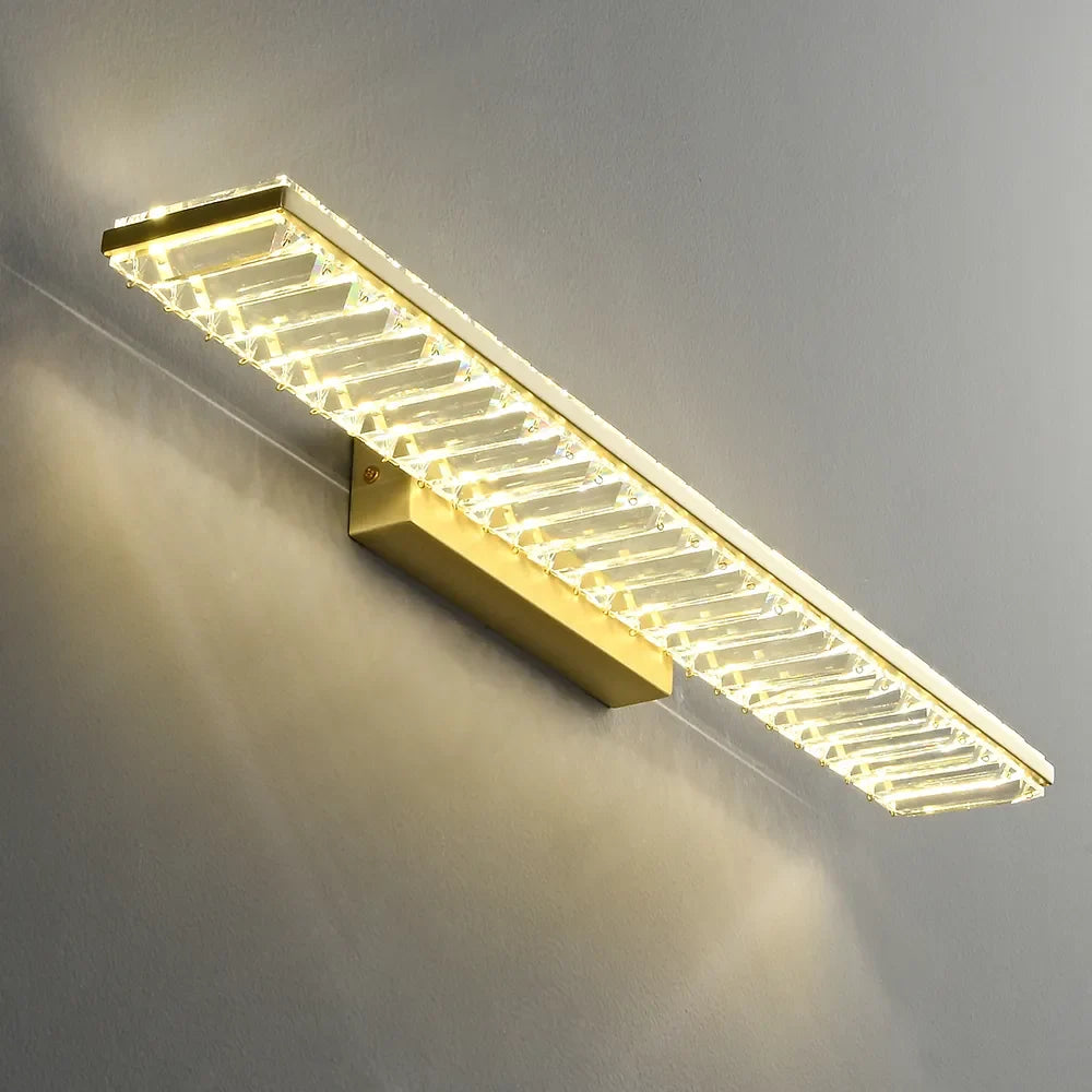 Glam Gold Metal & Crystal LED Bathroom Wall Sconces - view 6