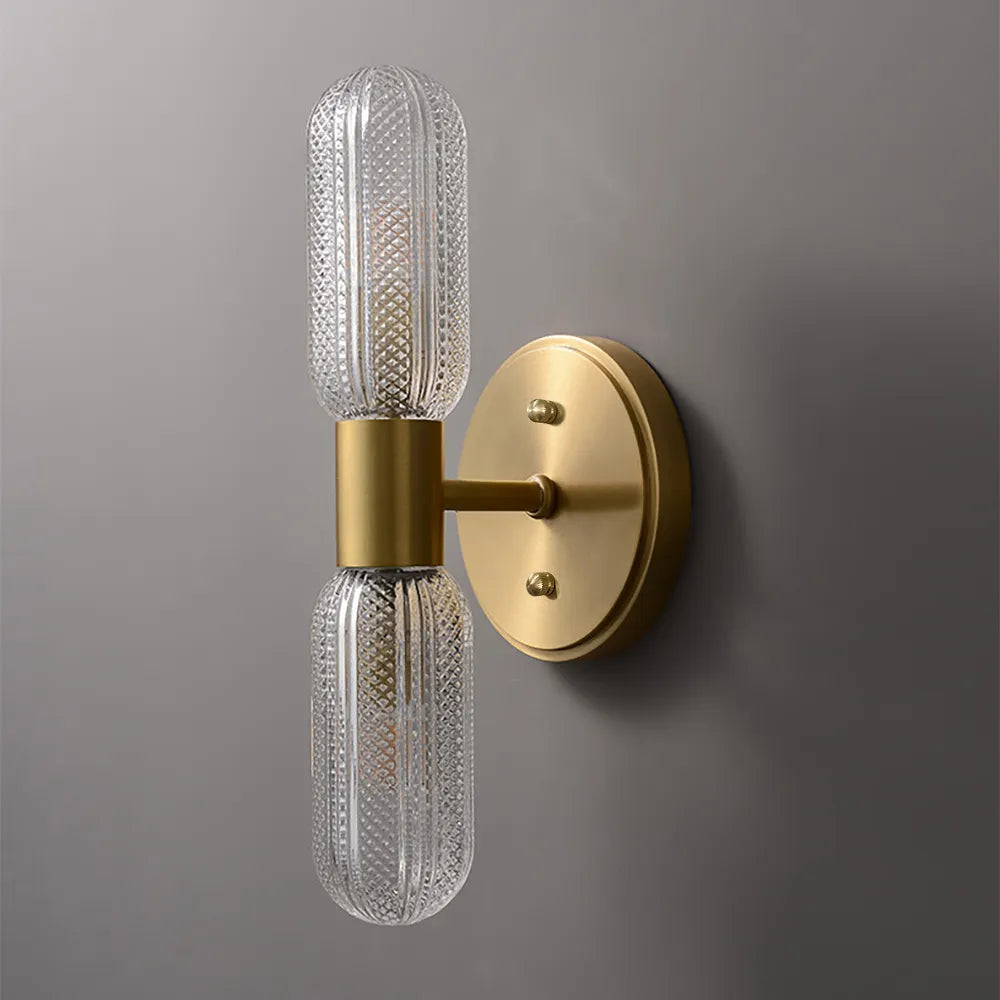 Gold 2-Light Clear Glass Lampshade Modern Gold Wall Sconces - view 1