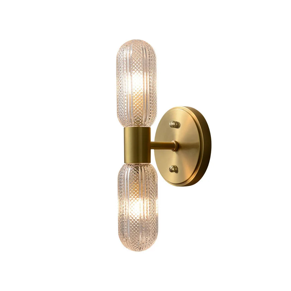 Gold 2-Light Clear Glass Lampshade Modern Gold Wall Sconces - view 6