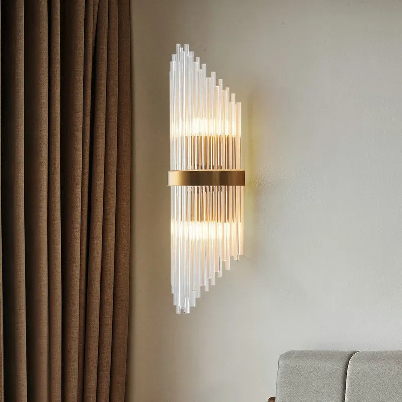 Striated Luxury Gold Clear Glass Shade LED Wall Lighting - view 3