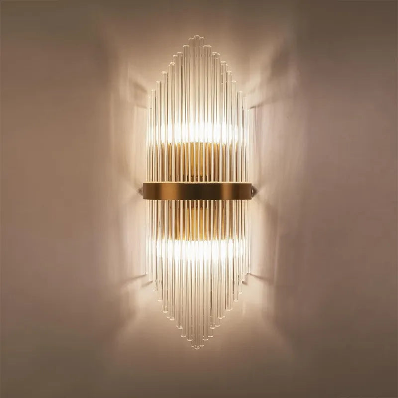 Striated Luxury Gold Clear Glass Shade LED Wall Lighting - view 4