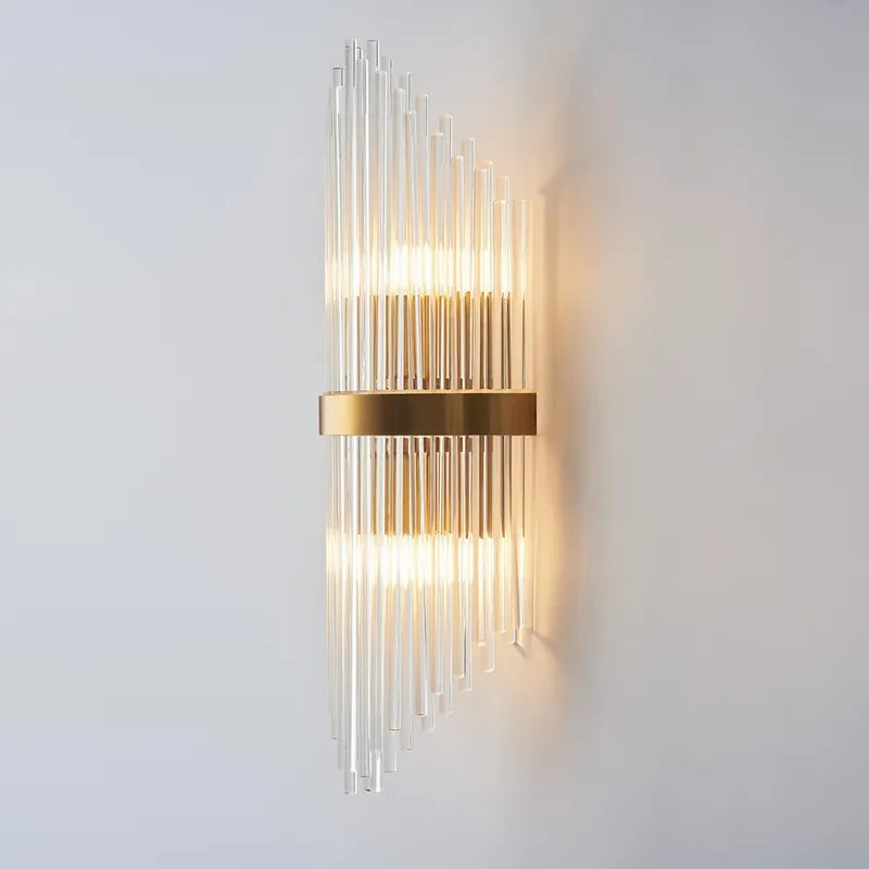 Striated Luxury Gold Clear Glass Shade LED Wall Lighting - view 5