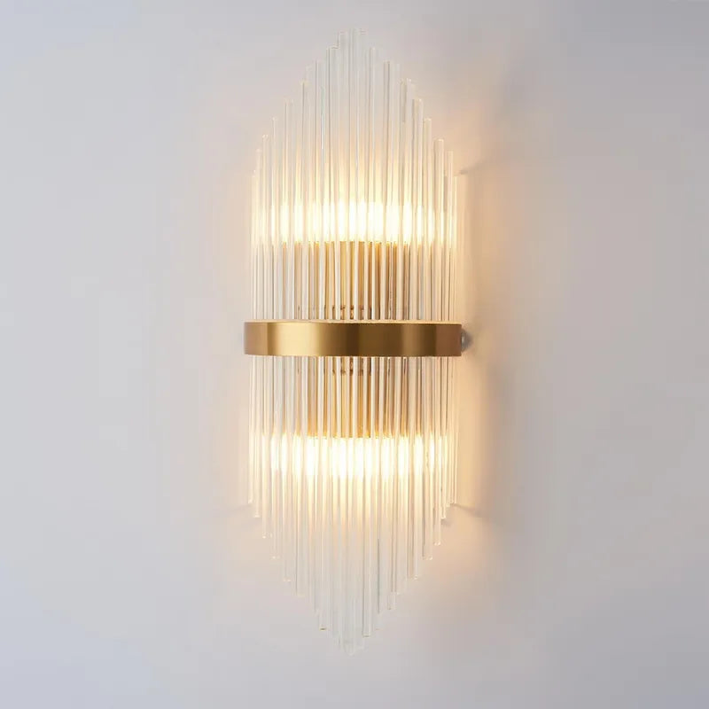 Striated Luxury Gold Clear Glass Shade LED Wall Lighting - view 6