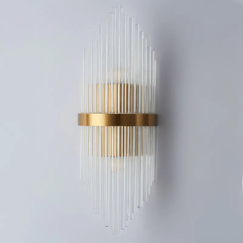 Striated Luxury Gold Clear Glass Shade LED Wall Lighting - view 7