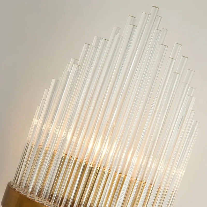 Striated Luxury Gold Clear Glass Shade LED Wall Lighting - view 8