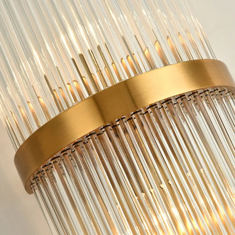 Striated Luxury Gold Clear Glass Shade LED Wall Lighting - view 9