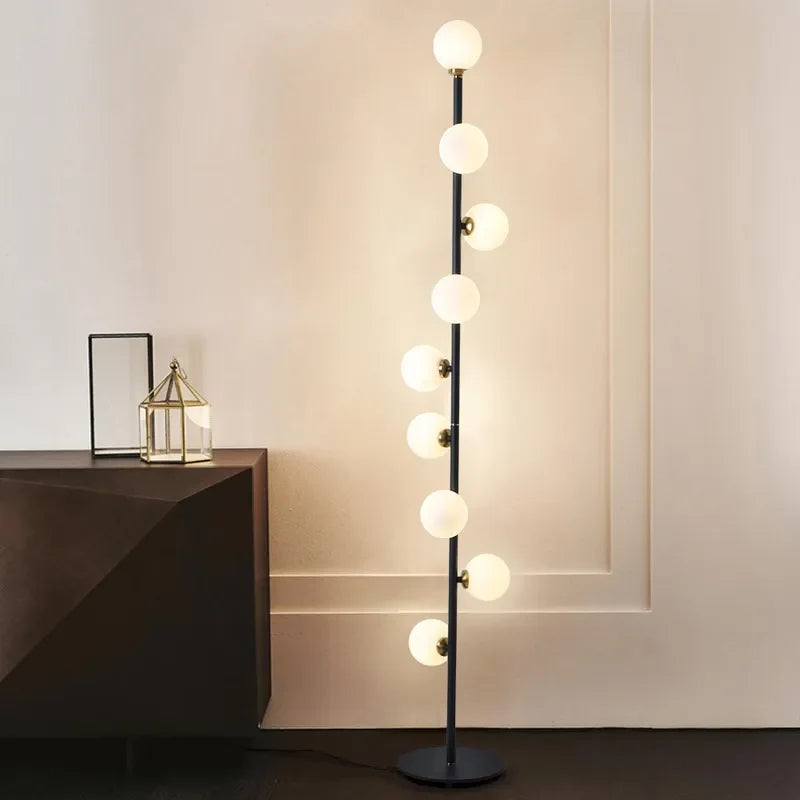 Willow Modern Black And Opal Glass 9-Light Floor Lamp With Led Lights - view 2