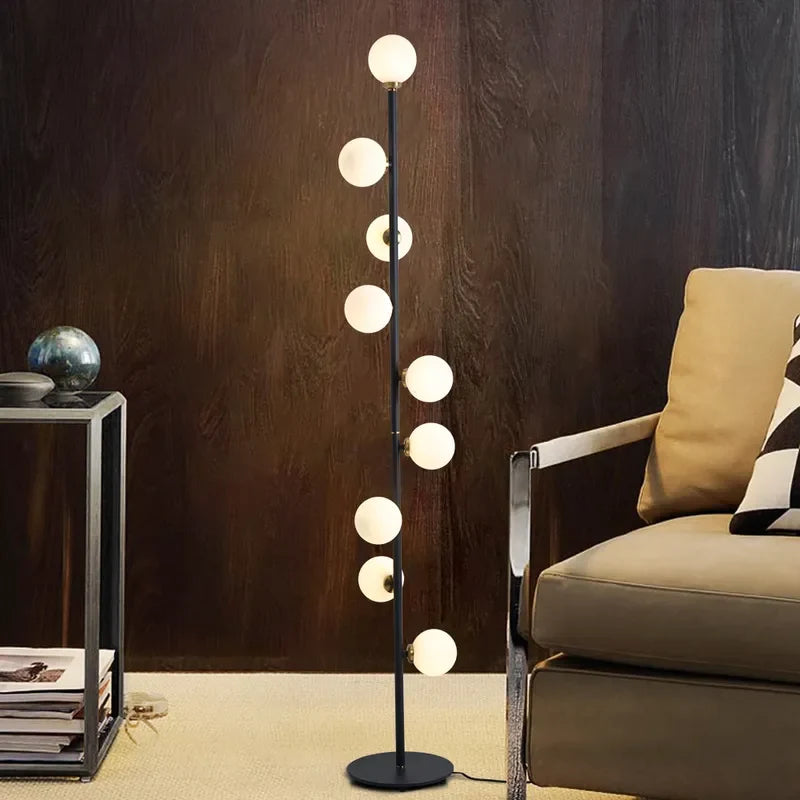 Willow Modern Black And Opal Glass 9-Light Floor Lamp With Led Lights - view 3