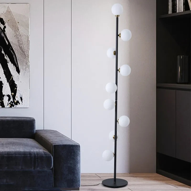 Willow Modern Black And Opal Glass 9-Light Floor Lamp With Led Lights - view 4