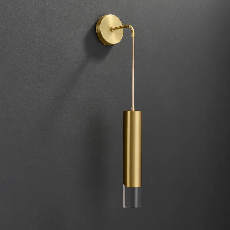 Armed Brass Cylinder Clear Shade Modern LED Wall Sconces - view 1