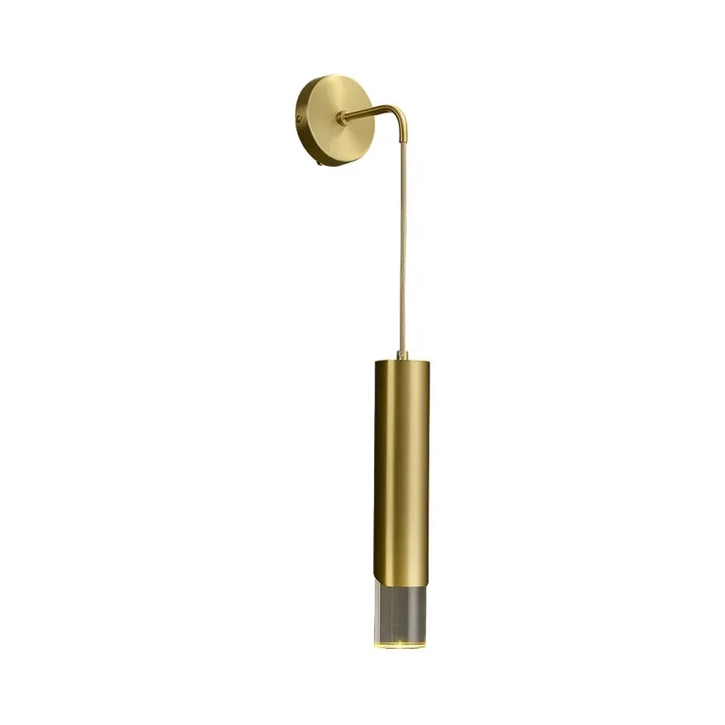 Armed Brass Cylinder Clear Shade Modern LED Wall Sconces - view 6