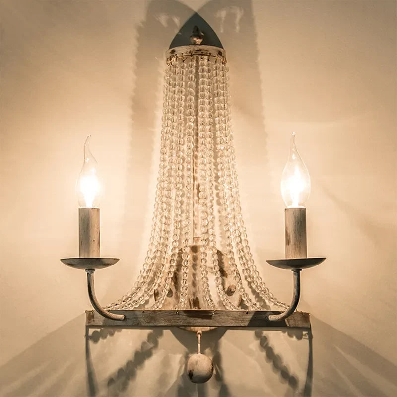 Crylite Rustic Crystal Beaded 2-Light Candle Sconces Wall - view 2