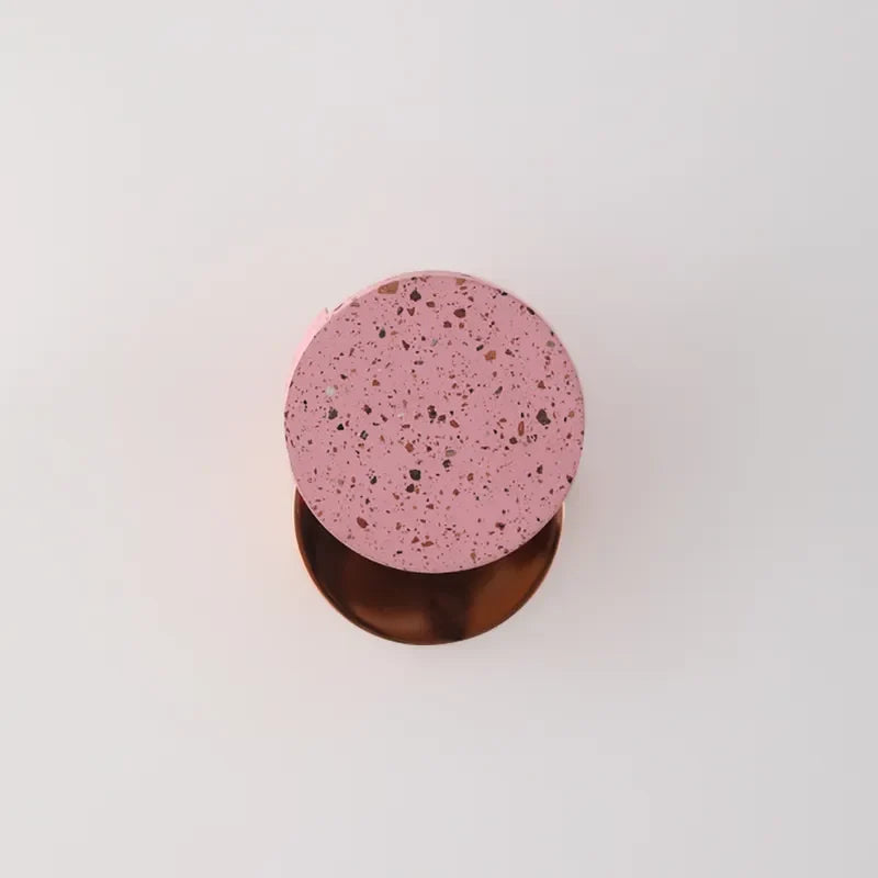 Pink Modern Metal Back Plate Terrazzo Round Wall Sconces - view 5