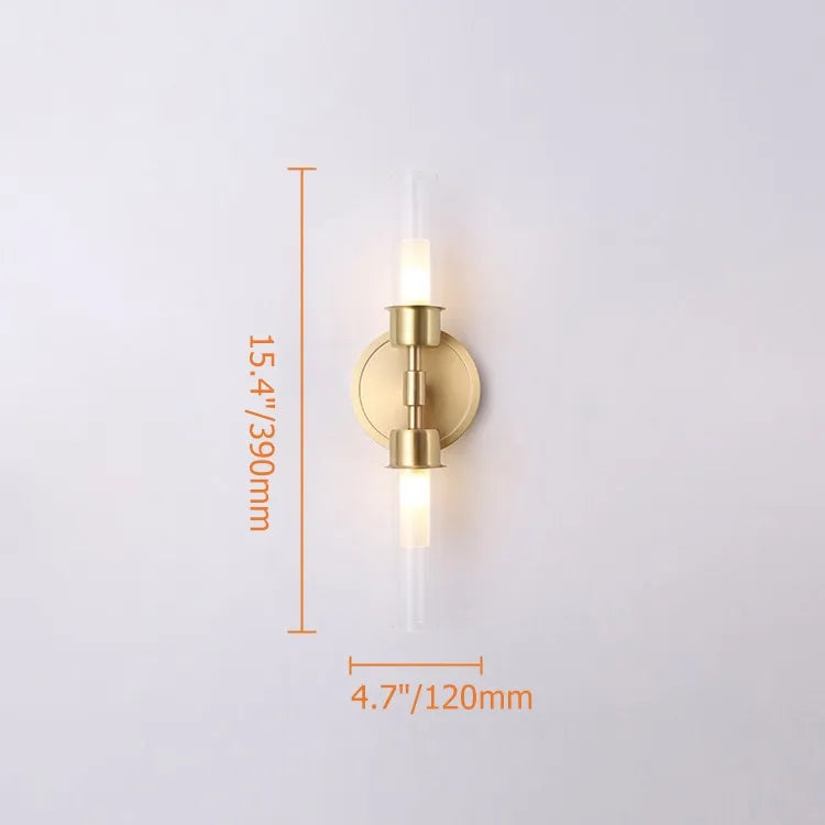 Modern Brass 2-Light Clear Glass Bedroom Wall Sconce Lighting - view 10