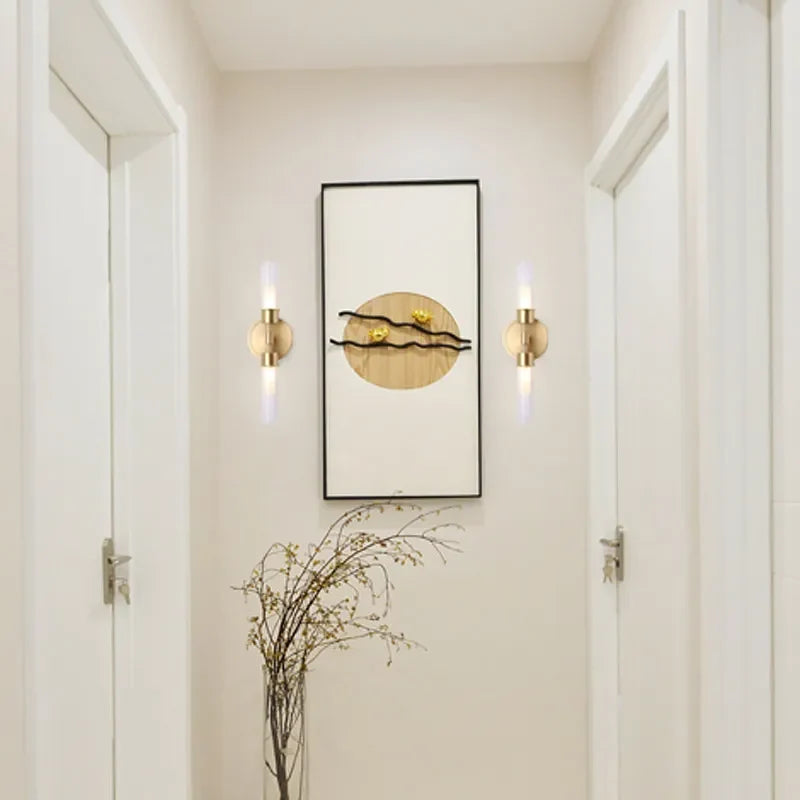 Modern Brass 2-Light Clear Glass Bedroom Wall Sconce Lighting - view 7