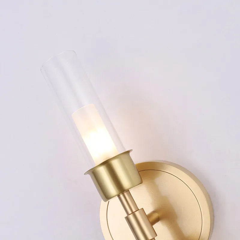 Modern Brass 2-Light Clear Glass Bedroom Wall Sconce Lighting - view 8