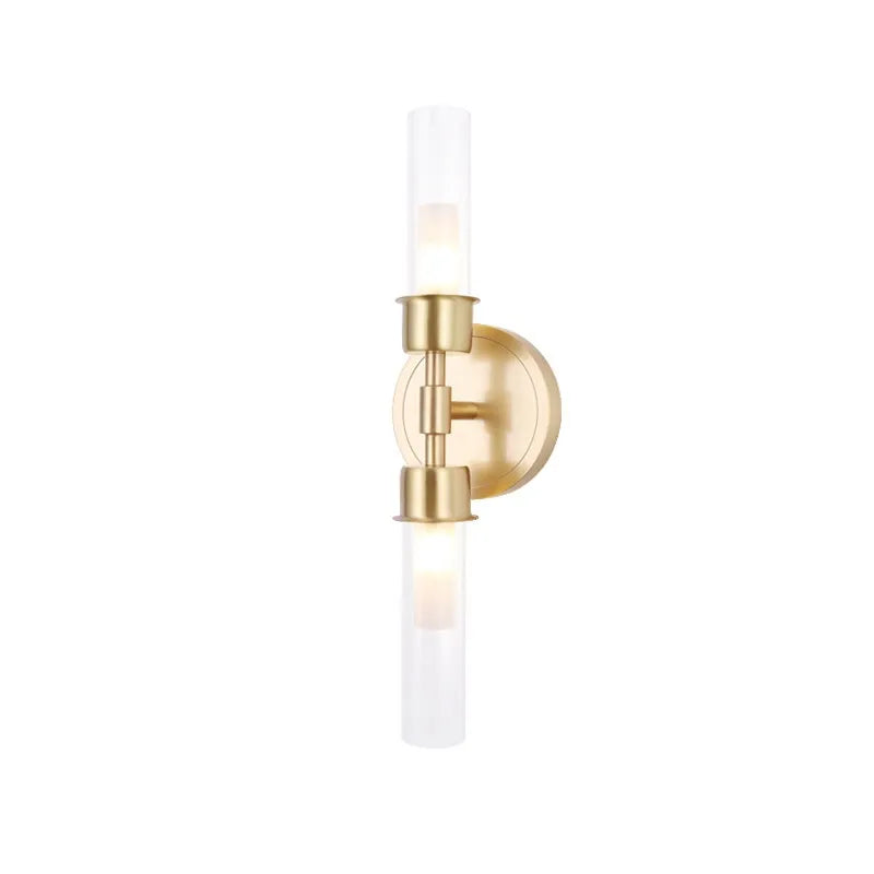 Modern Brass 2-Light Clear Glass Bedroom Wall Sconce Lighting - view 9