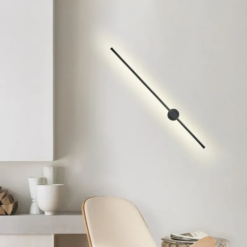 Black Minimalist Long Strip Linear LED Wall Lighting - view 2