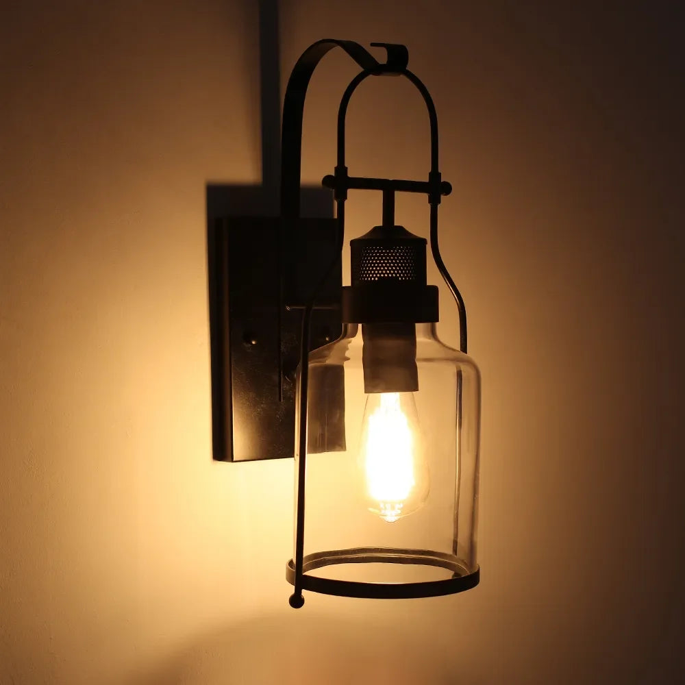 Industrial Loft Rust Metal Modern Lantern Wall Sconces - view 2