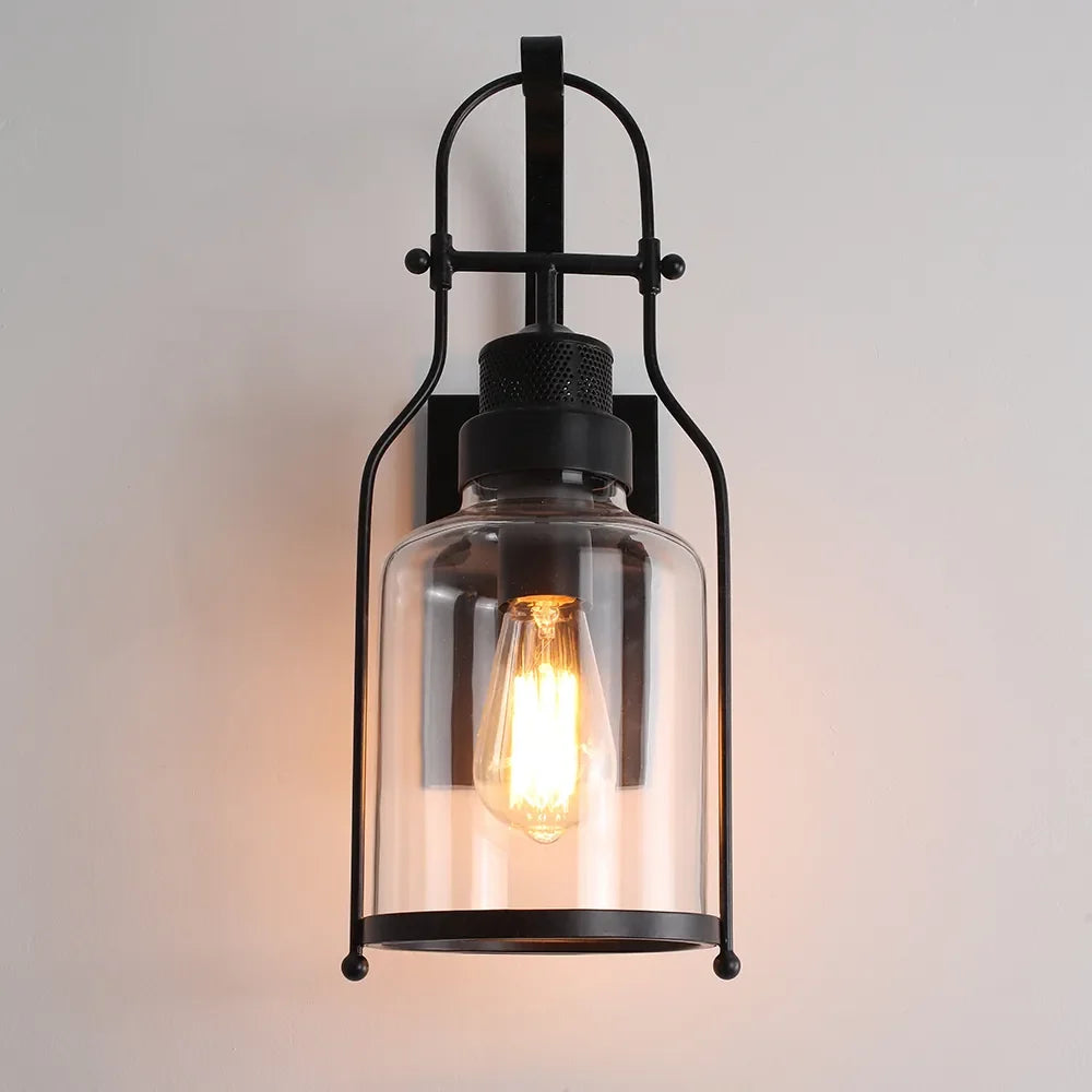 Industrial Loft Rust Metal Modern Lantern Wall Sconces - view 3