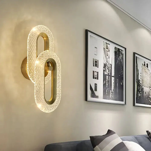 Art Deco Gold Wall Sconce And Clear Shade LED Modern Ring - view 2