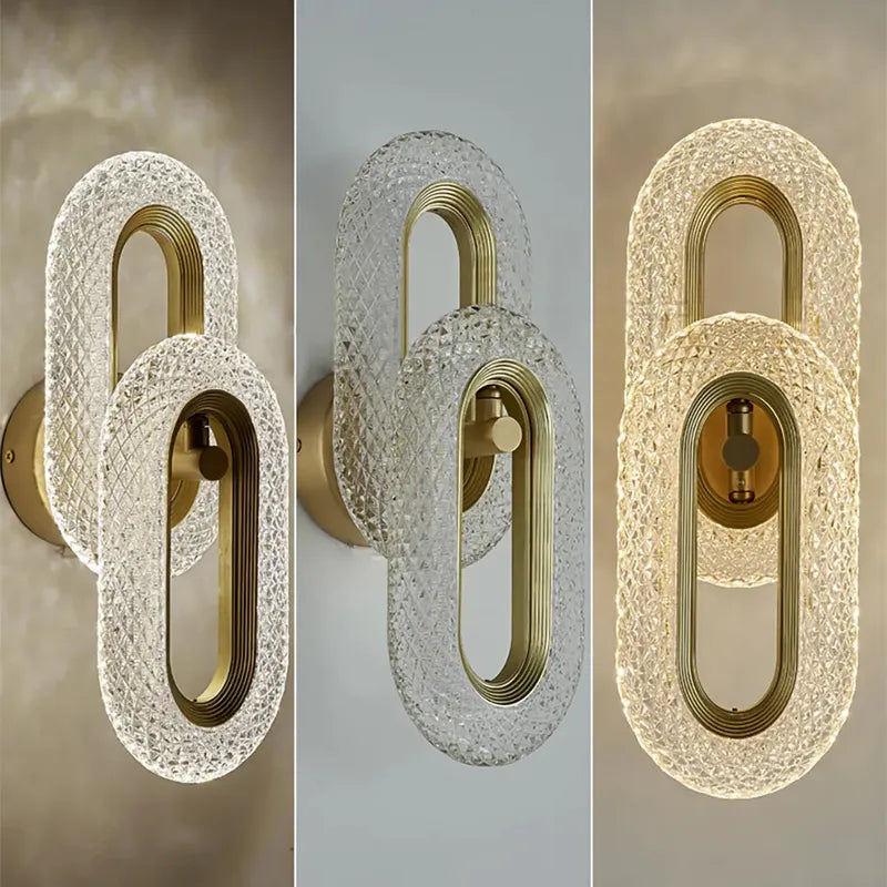 Art Deco Gold Wall Sconce And Clear Shade LED Modern Ring - view 4