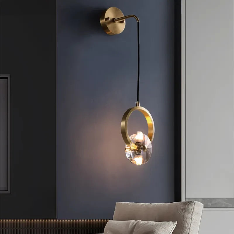 Gold and Crystal Wall Sconces LED Adjustable Cable and Modern Design - view 2
