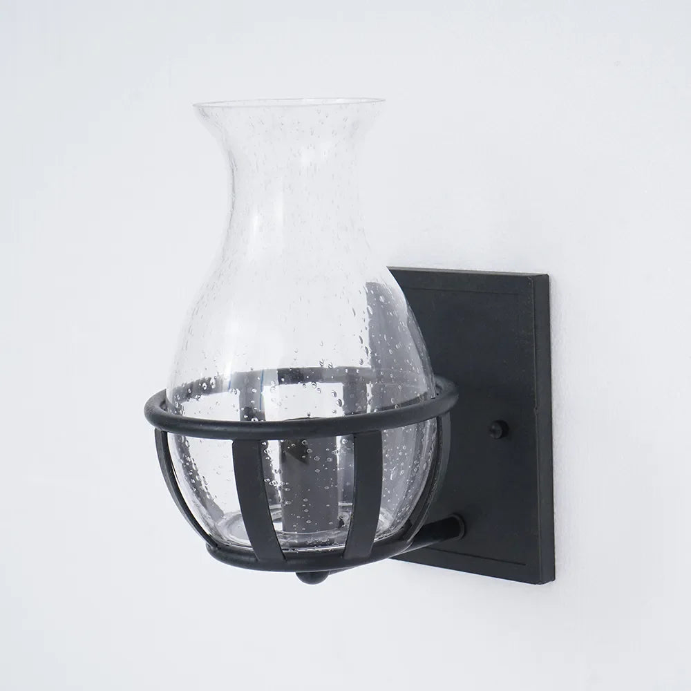Black Bracket Clear Glass Single Candelabra Rustic Wall Sconces - view 6