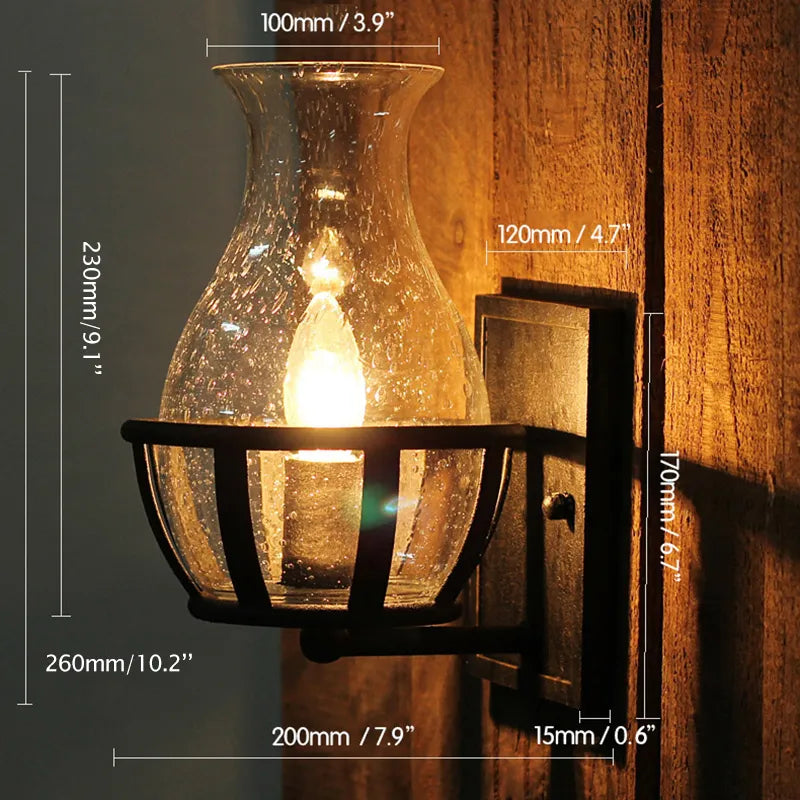 Black Bracket Clear Glass Single Candelabra Rustic Wall Sconces - view 7