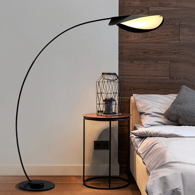 Point Minimalist Floor Lamp Arc Black Opal Lampshade For Bedroom - view 2