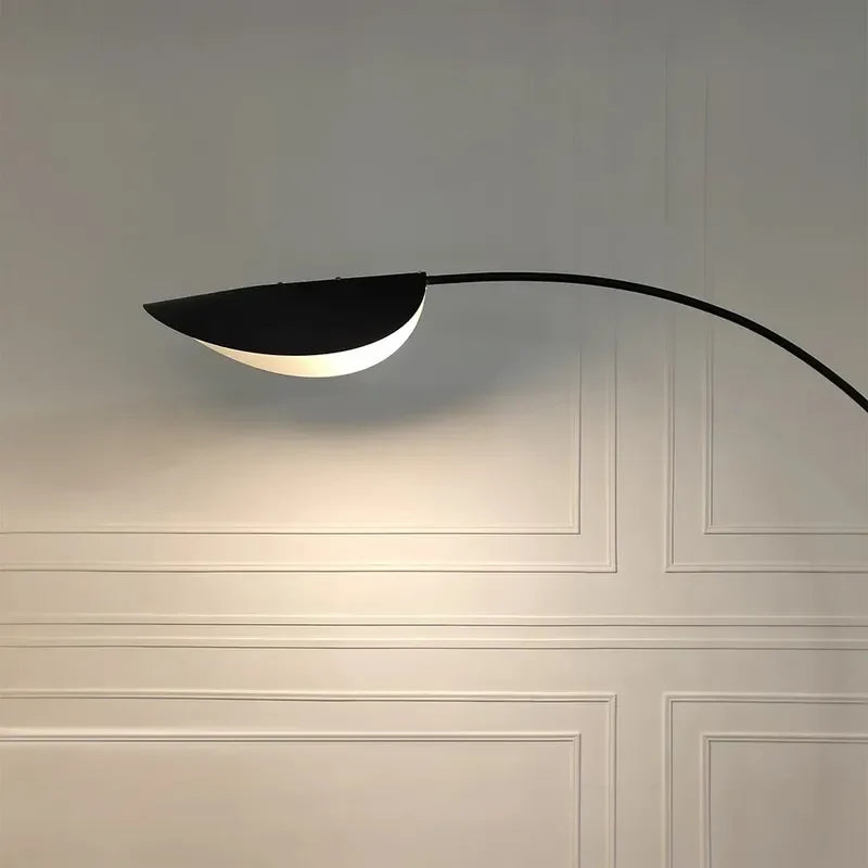 Point Minimalist Floor Lamp Arc Black Opal Lampshade For Bedroom - view 3
