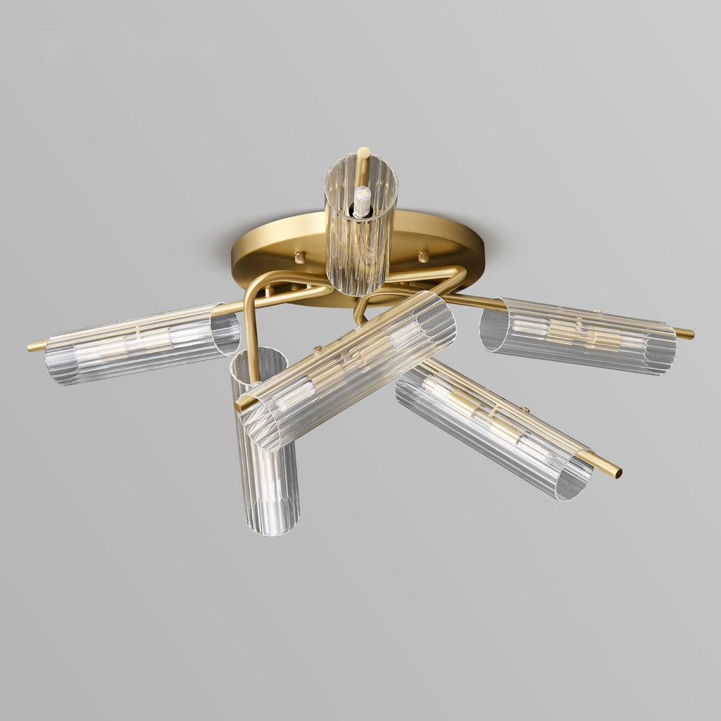 Casoria XL Luxury Brass Clear Glass Radial Living Room Ceiling Light - view 1