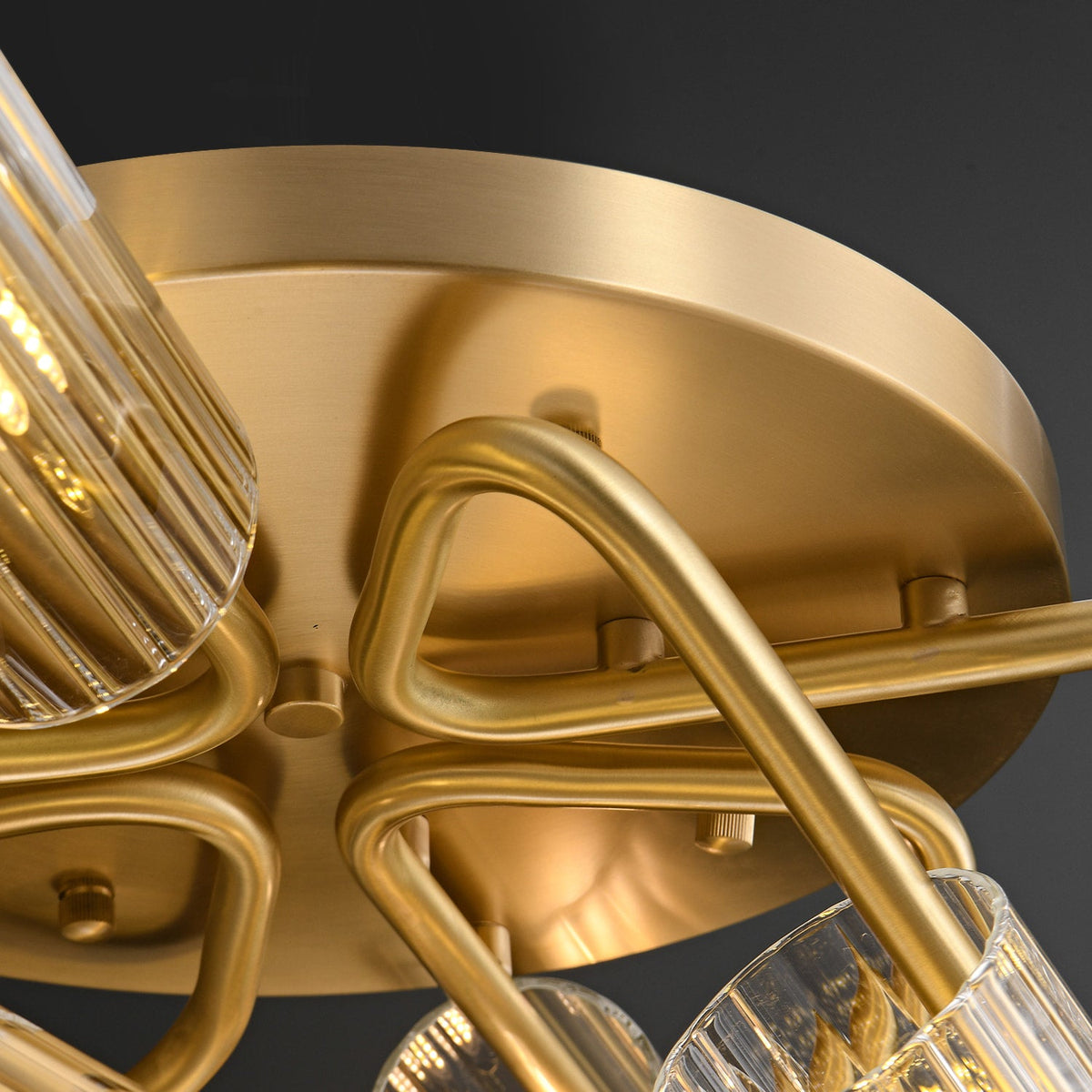 Casoria XL Luxury Brass Clear Glass Radial Living Room Ceiling Light - view 6