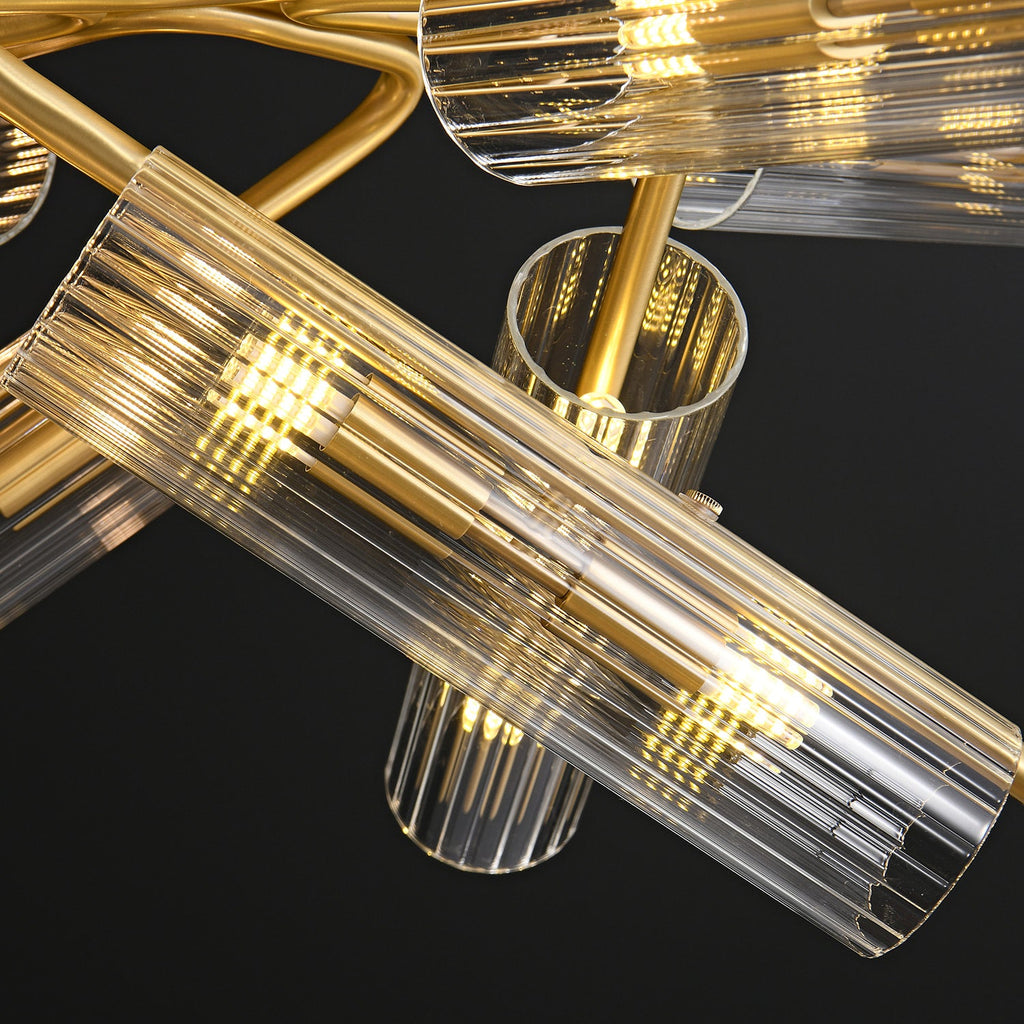 Casoria XL Luxury Brass Clear Glass Radial Living Room Ceiling Light - view 7