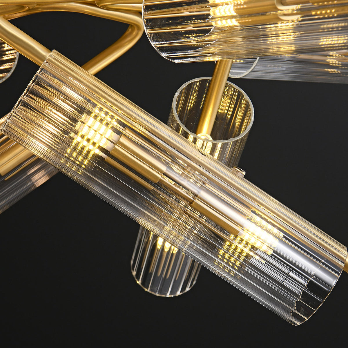 Casoria XL Luxury Brass Clear Glass Radial Living Room Ceiling Light - view 7