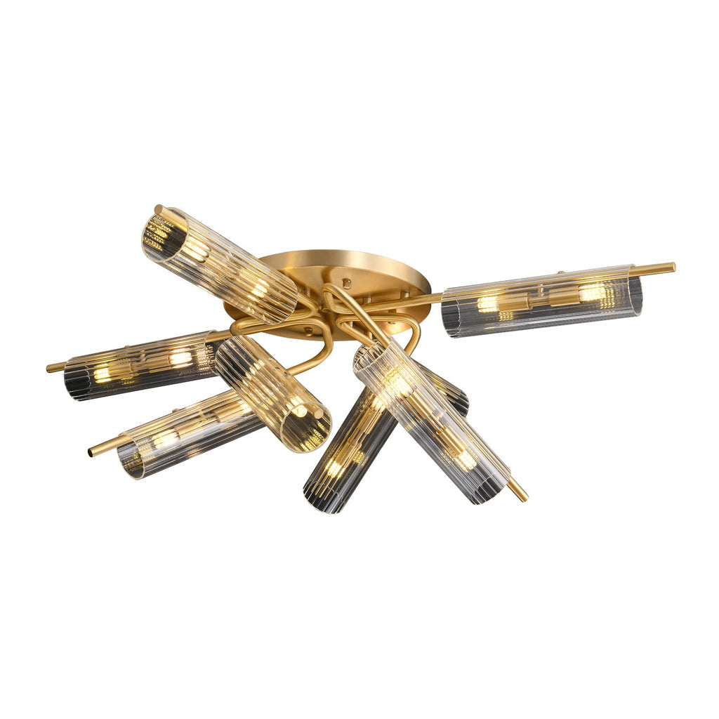 Casoria XL Luxury Brass Clear Glass Radial Living Room Ceiling Light - view 8