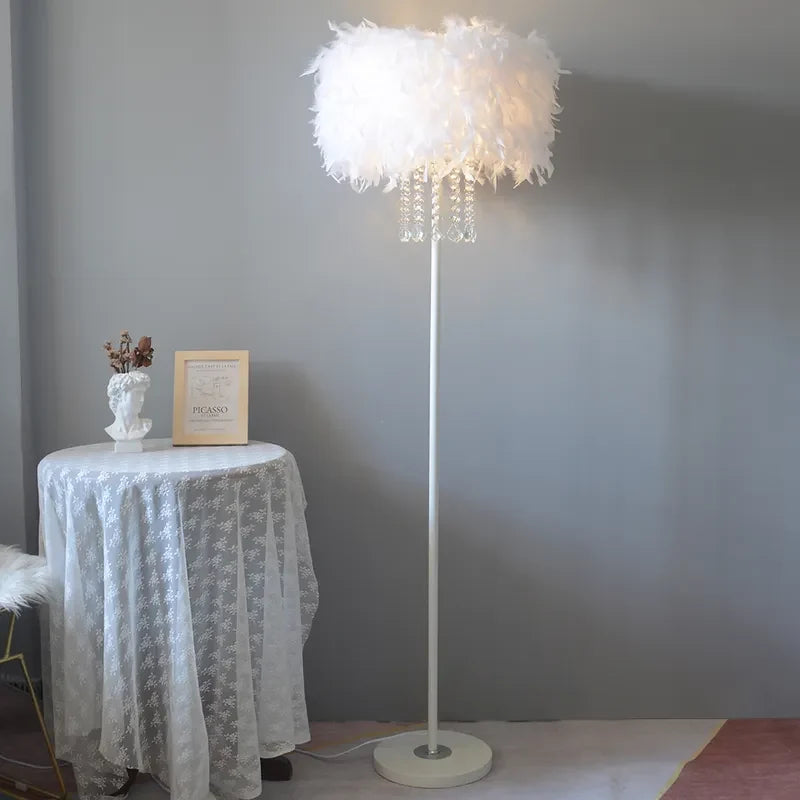 Art Deco Feather Shade Plug In Light Fixture Floor Lamps For Bedroom - view 3