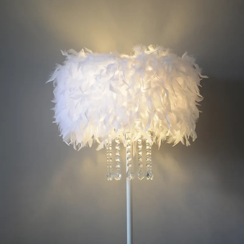 Art Deco Feather Shade Plug In Light Fixture Floor Lamps For Bedroom - view 5