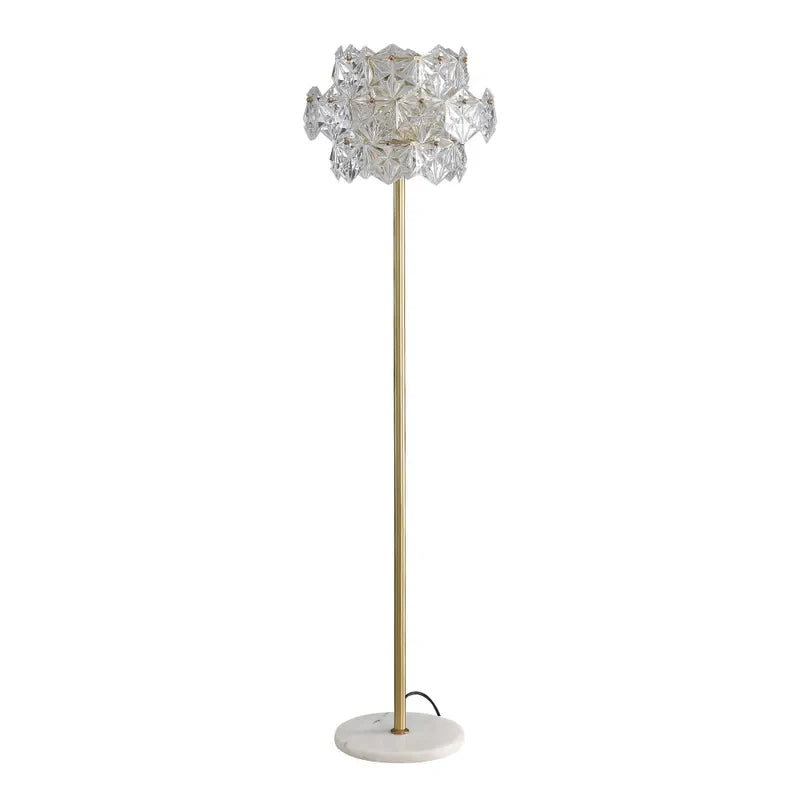 Glam Gold Plug-in Brass Clear Glass Floor Lamp For Bedroom - view 7