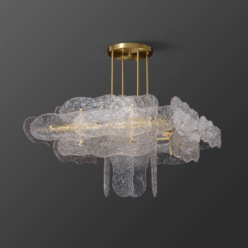 Nube Luxury Clear Textural Design Brass and Glass Chandelier - view 2