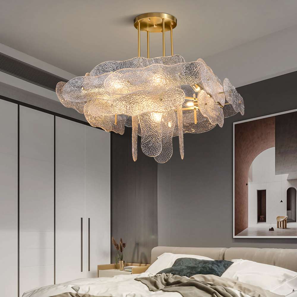 Nube Luxury Clear Textural Design Brass and Glass Chandelier - view 5