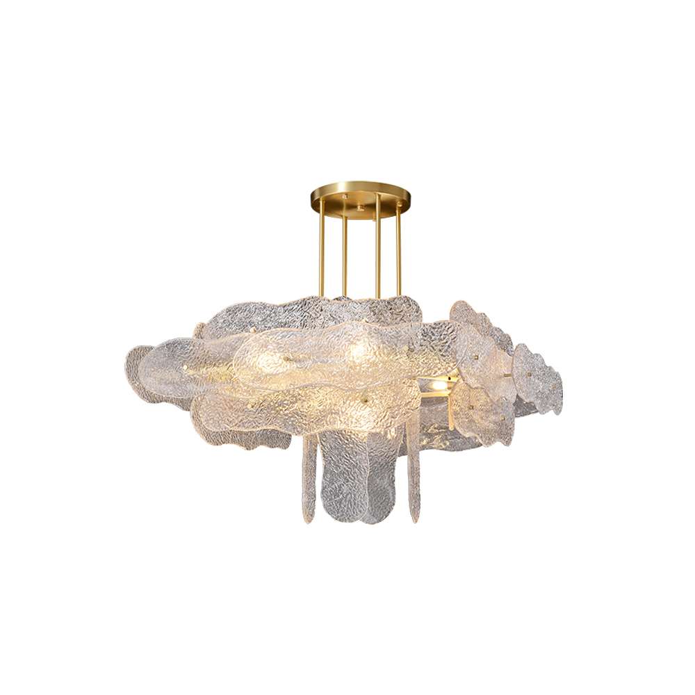 Nube Luxury Clear Textural Design Brass and Glass Chandelier - view 9