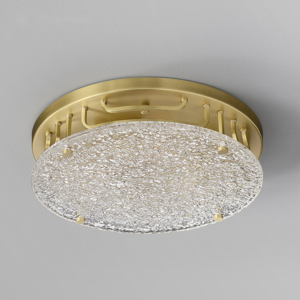 Ripple Glass and Brass Round Flush Mount Ceiling Light - view 2