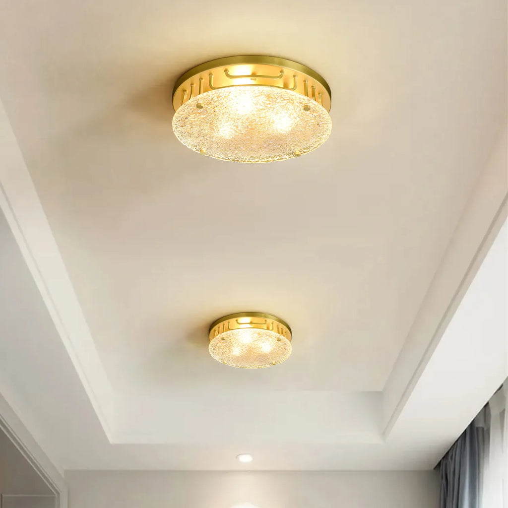 Ripple Glass and Brass Round Flush Mount Ceiling Light - view 3