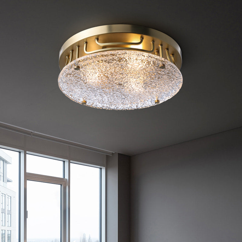 Ripple Glass and Brass Round Flush Mount Ceiling Light - view 4