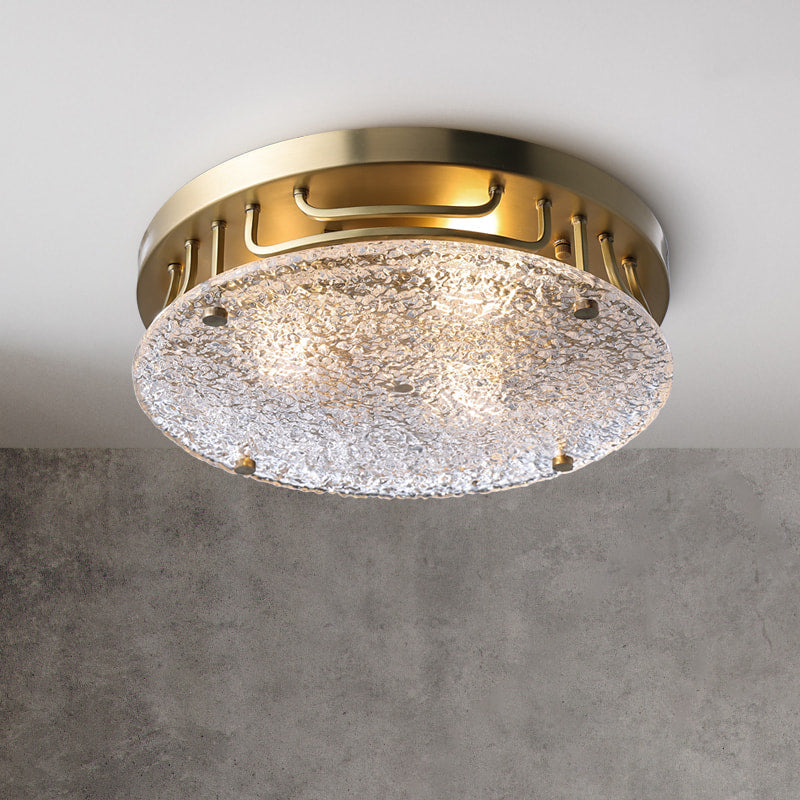 Ripple Glass and Brass Round Flush Mount Ceiling Light - view 5