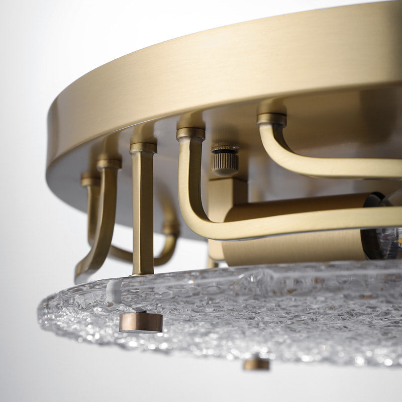 Ripple Glass and Brass Round Flush Mount Ceiling Light - view 6