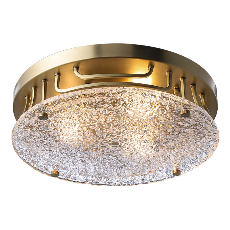 Ripple Glass and Brass Round Flush Mount Ceiling Light - view 7
